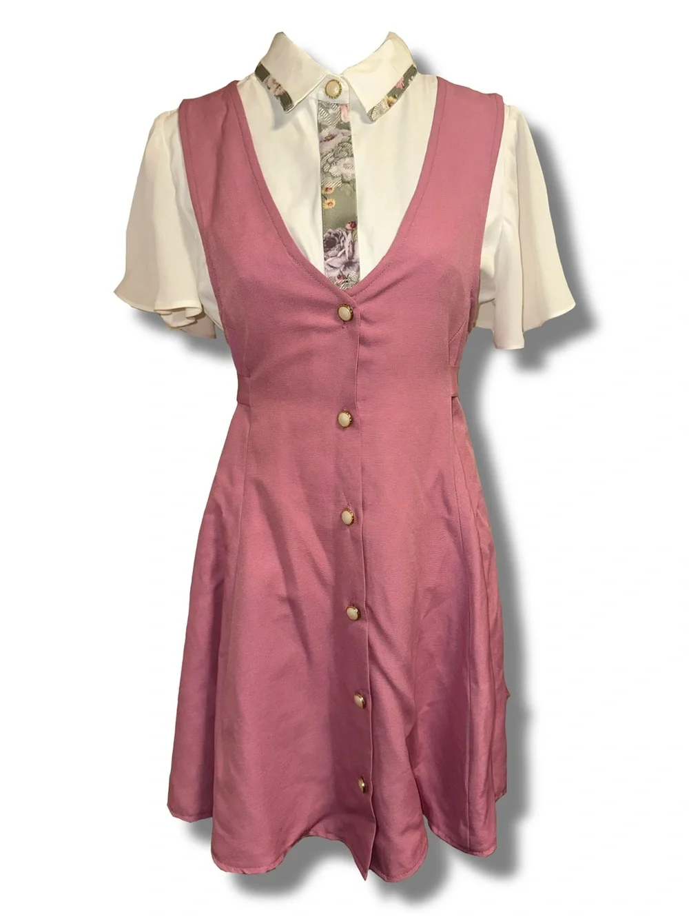 Vtg 90s Jumper Dress & Shirt Set